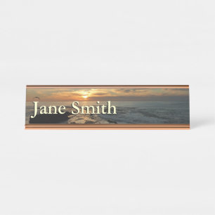 San Diego Sunset I California Seascape Desk Name Plate