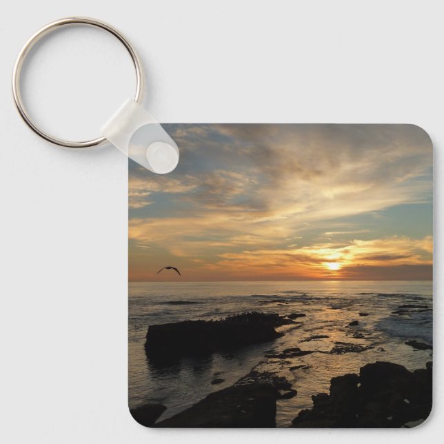 San Diego Sunset I California Seascape Key Ring (Front)