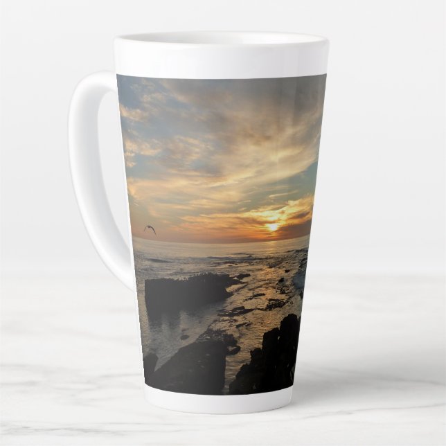 San Diego Sunset I California Seascape Latte Mug (Left Angle)