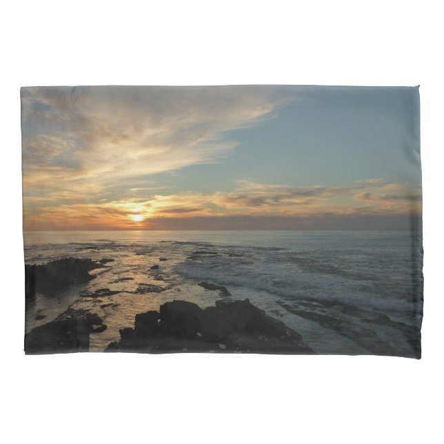 San Diego Sunset I California Seascape Pillowcase (Front)