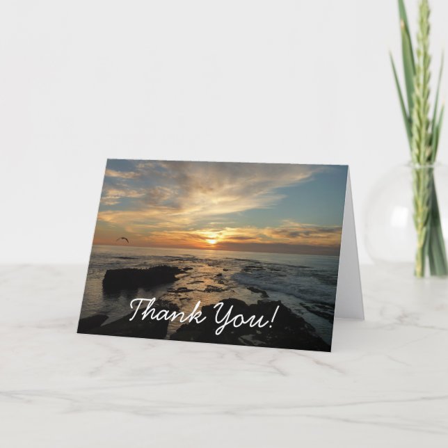 San Diego Sunset I California Seascape Thank You Card (Front)