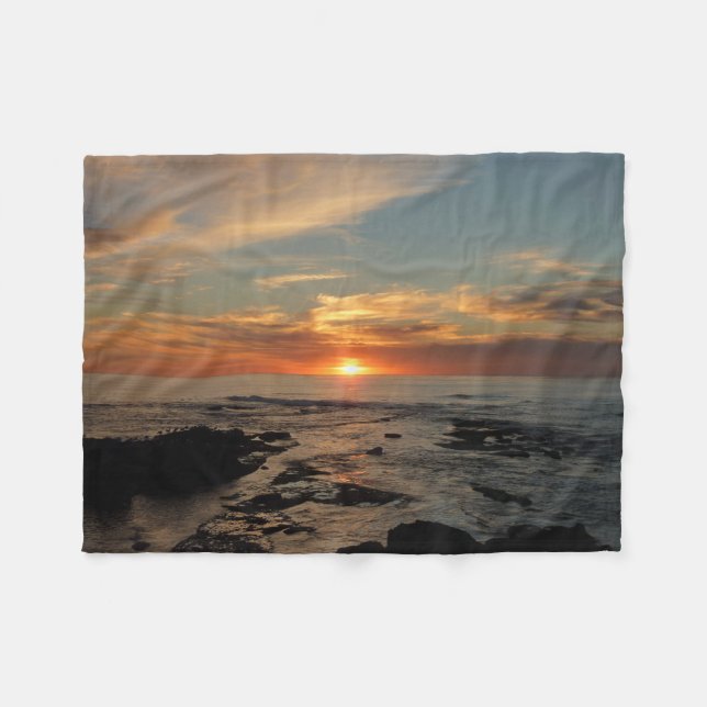 San Diego Sunset II California Seascape Fleece Blanket (Front (Horizontal))