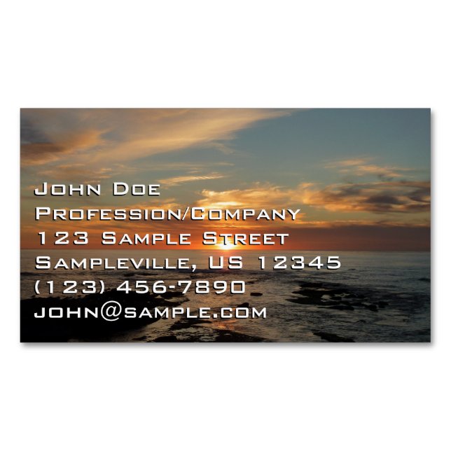 San Diego Sunset II California Seascape Magnetic Business Card (Front)