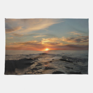 San Diego Sunset II California Seascape Tea Towel