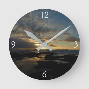 San Diego Sunset III Stunning California Landscape Round Clock