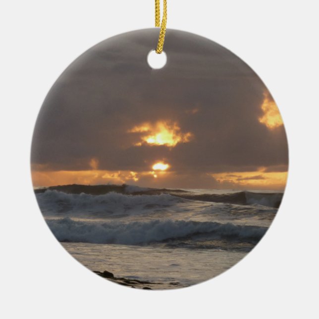 San Diego Sunset IV California Seascape Ceramic Ornament (Front)