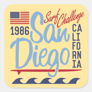 San Diego Surf Challenge 1986 Square Sticker