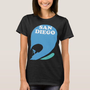 San Diego Surfer Blue Wave Retro Travel T-Shirt