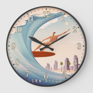 San Diego Surfing Large Clock