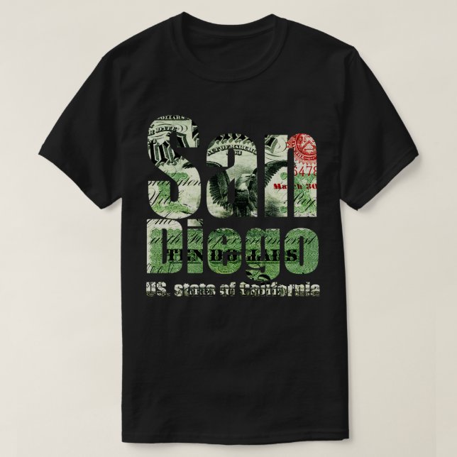 San Diego Us State of California T-Shirt (Design Front)