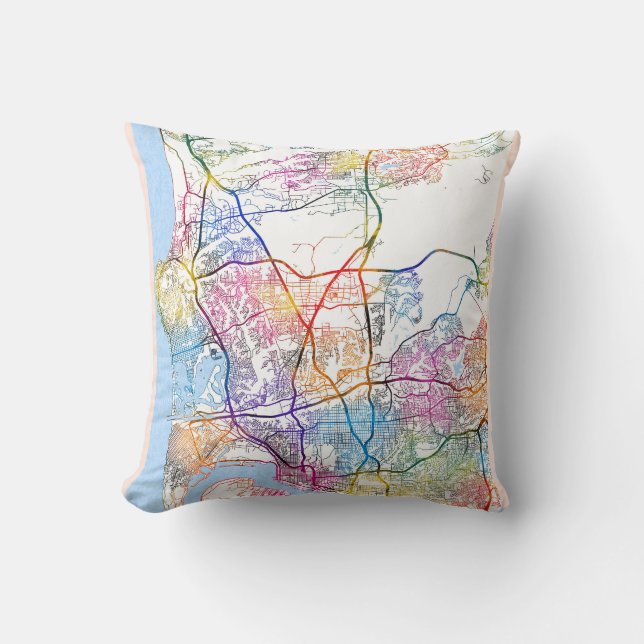 San Diego USA City Map Cushion (Front)