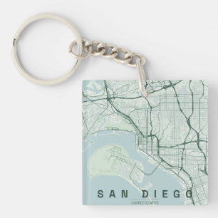 San Diego USA City Map Minimal Design Key Ring