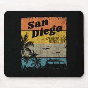 San Diego Vintage California Beach Surfing Retro S Mouse Pad