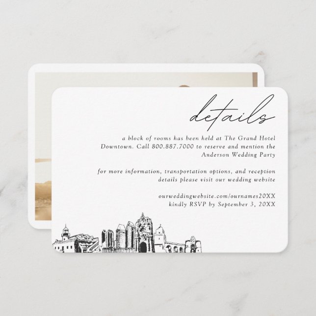 San Diego Wedding Hotel Room Block Details Enclosure Card (Front/Back)