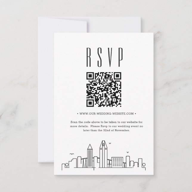 San Diego Wedding QR code RSVP Card (Front)