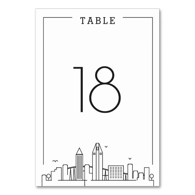 San Diego Wedding | Table Number (Front)