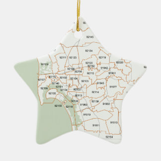 San Diego Zip Code Map Ceramic Tree Decoration