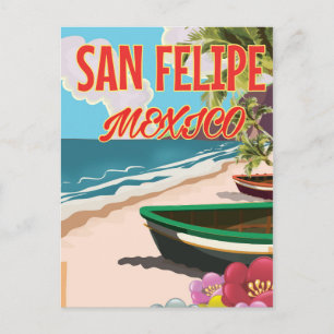 San Felipe Beach Mexico travel poster Postcard