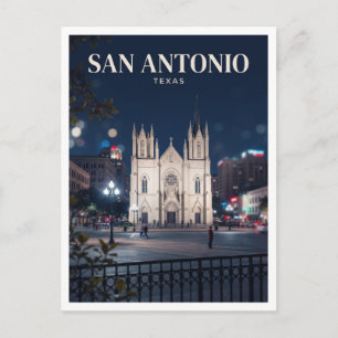 San Fernando Cathedral and Main Plaza at Night Postcard