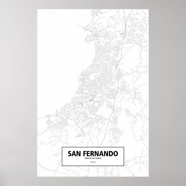 San Fernando, Trinidad and Tobago (black on white) Poster (Front)