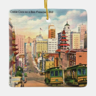 San Fran Cable Cars Ceramic Ornament