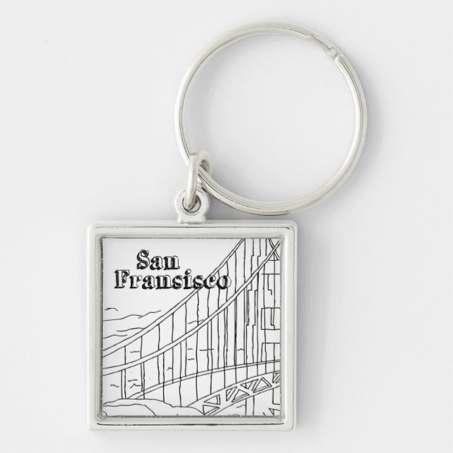 San Fran Golden Gate Bridge California Art Design Key Ring (Front)