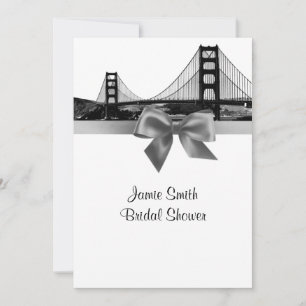San Fran Skyline Etched BW Grey Bridal Shower Invitation