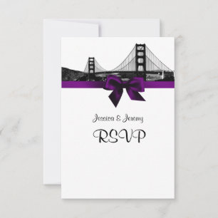San Fran Skyline Etched BW Purple RSVP Menu