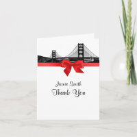 San Fran Skyline Etched BW Red Thank You #2