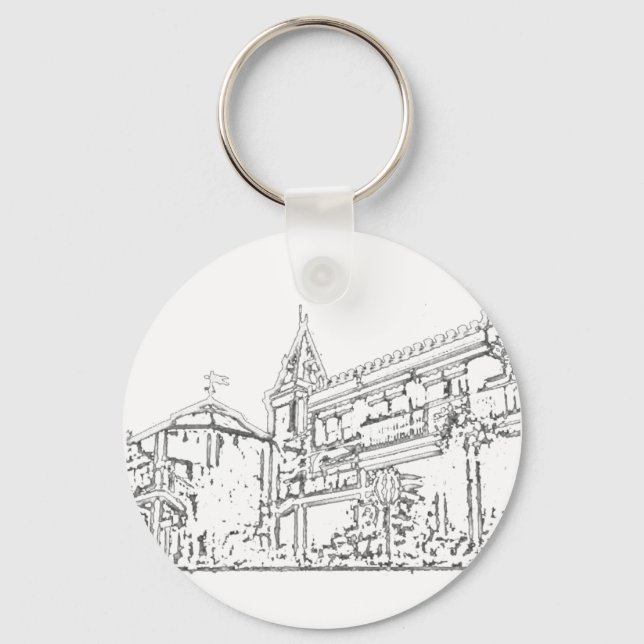 San Francisco 1986 art The MUSEUM Zazzle Drawing Key Ring (Front)