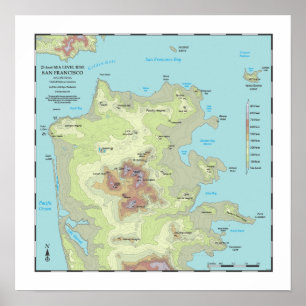 San Francisco 25ft Sea Rise Map - 16x16 Poster