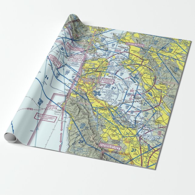 San Francisco Aeronautical Chart Gift Wrap (Unrolled)