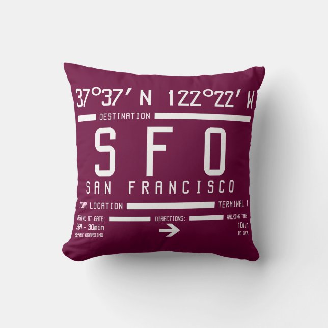 San Francisco Airport Code Cushion (Front)