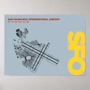 San Francisco Airport (SFO) Diagram Poster