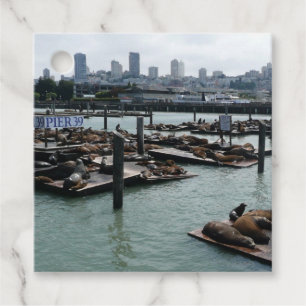 San Francisco and Pier 39 Sea Lions City Skyline Favour Tags