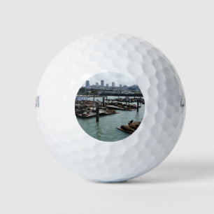 San Francisco and Pier 39 Sea Lions City Skyline Golf Balls