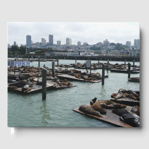 San Francisco and Pier 39 Sea Lions City Skyline Guest Book