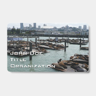 San Francisco and Pier 39 Sea Lions City Skyline ID Badge