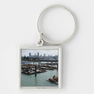 San Francisco and Pier 39 Sea Lions City Skyline Key Ring