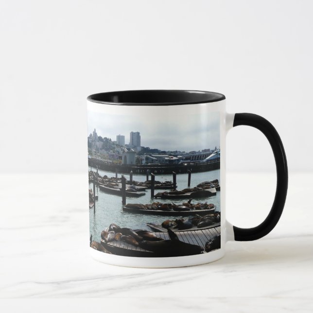 San Francisco and Pier 39 Sea Lions City Skyline Mug (Right)