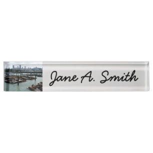 San Francisco and Pier 39 Sea Lions City Skyline Nameplate