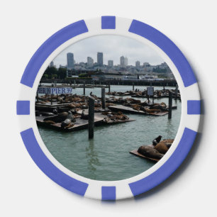 San Francisco and Pier 39 Sea Lions City Skyline Poker Chips