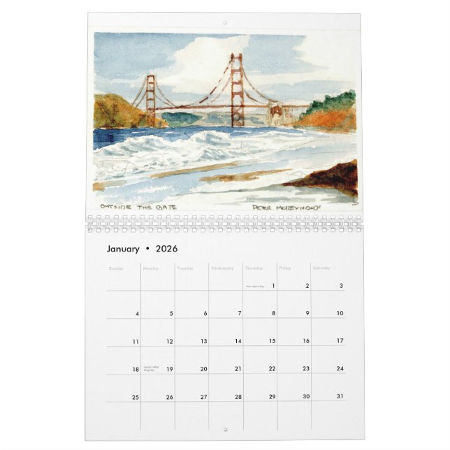 San Francisco and the Golden Gate Calendar (Jan 2026)