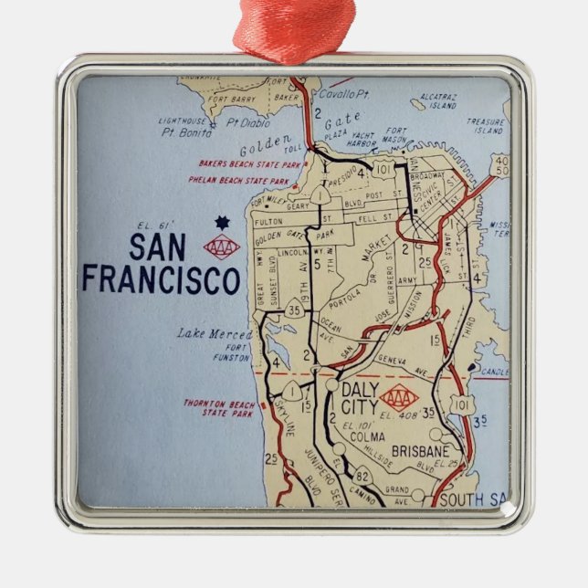 San Francisco Area Map  Metal Ornament (Front)