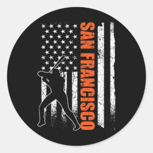 San Francisco Baseball Flag Usa Vintage Patriotic Classic Round Sticker