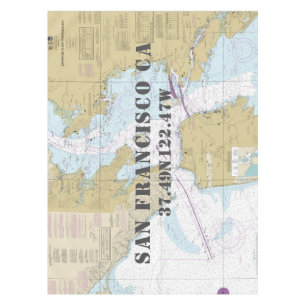 San Francisco Bay Authentic NOAA Nautical Chart Tablecloth