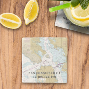 San Francisco Bay / Marin County CA Nautical Chart Stone Coaster