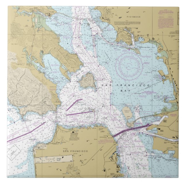 San Francisco Bay Nautical Chart Ceramic Tile (Front)