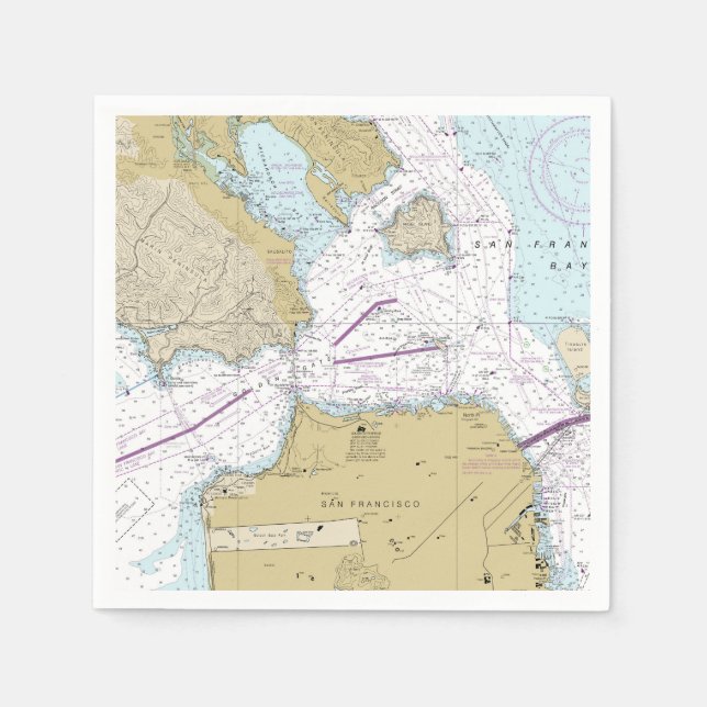 San Francisco Bay Nautical Chart Napkin (Front)