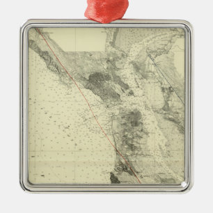 San Francisco Bay showing San Andreas Rift Metal Ornament